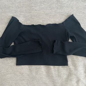 Nasty Gal Ribbed Long Sleeved Crop Top